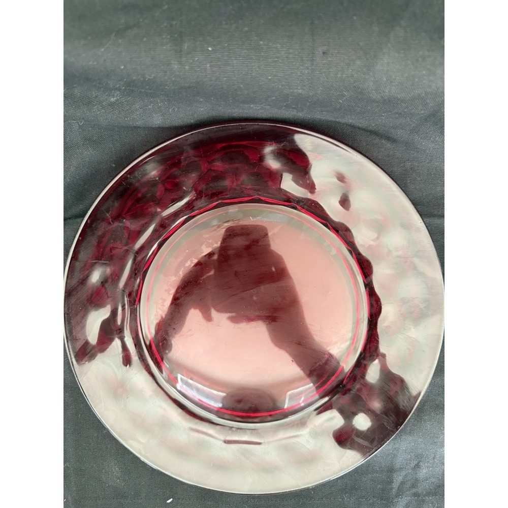 Ruby Red Glass Round Glossy Plate, 12‎ Inch Decorative France Glassware